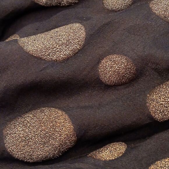 Vintage. Nanette Lepore Black Silk With Gold Polka Dot Blouse. Dark Summer - Picture 9 of 9